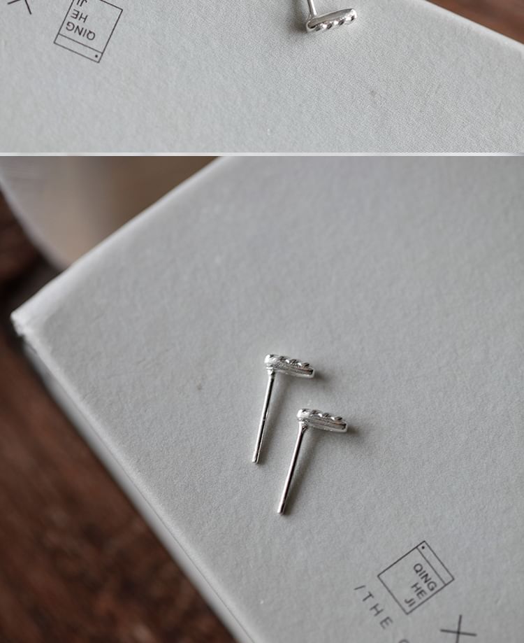 Earring Baguette Sterling Stud Silver