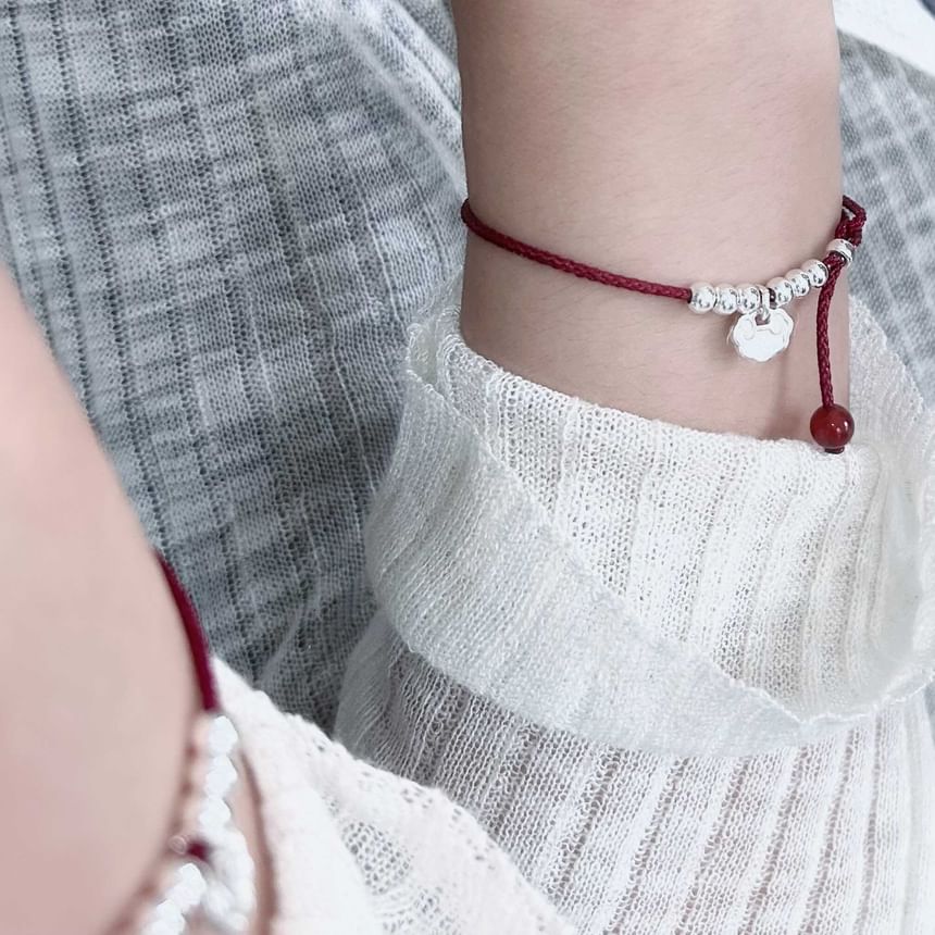 Rope / Bracelet Beaded Anklet Silver