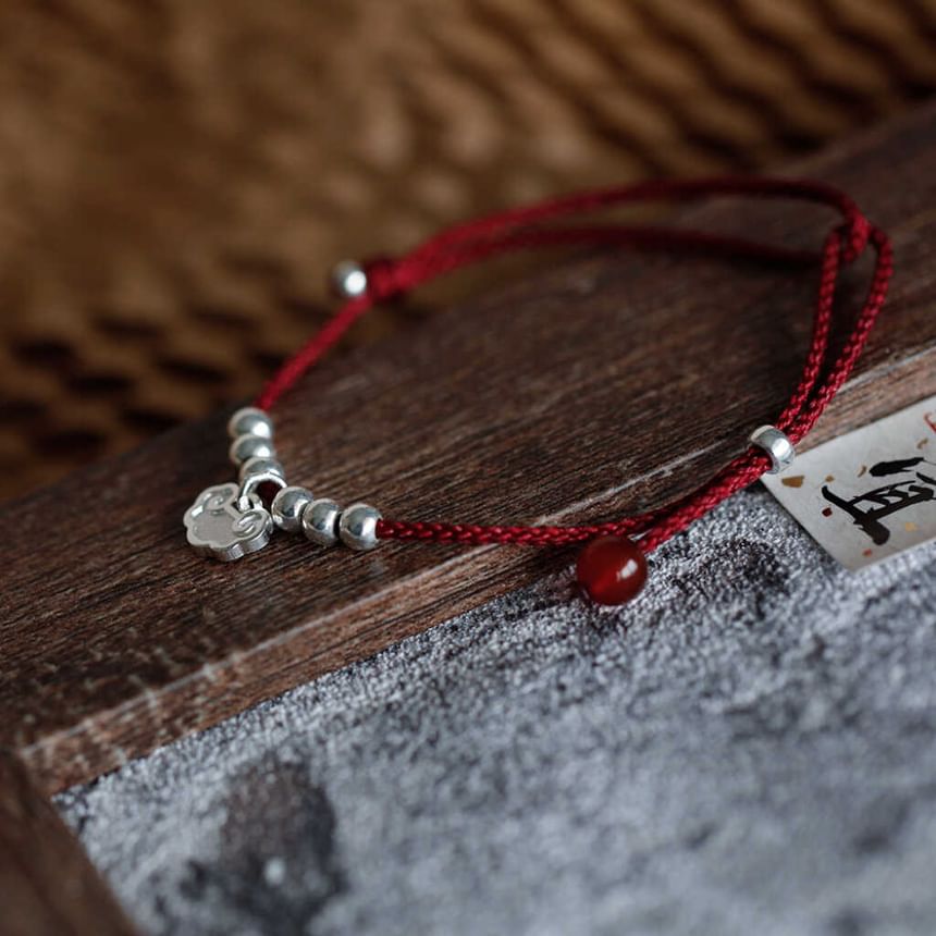 Rope / Bracelet Beaded Anklet Silver