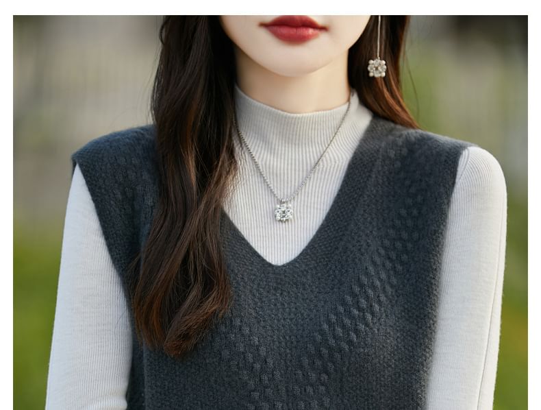 V-Neck Plain Perforated Sweater Vest