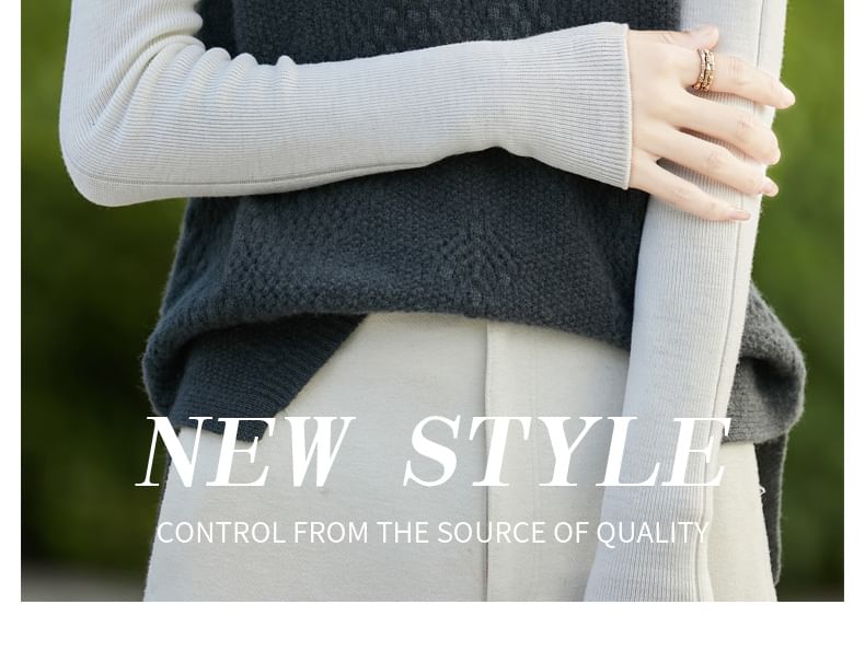 V-Neck Plain Perforated Sweater Vest