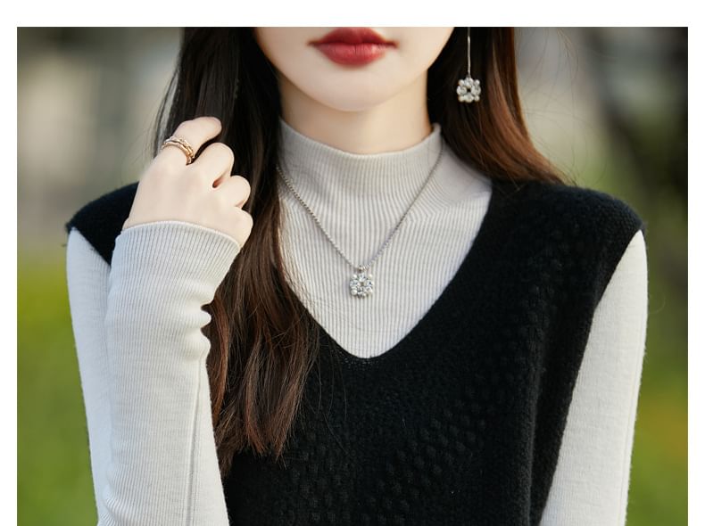 V-Neck Plain Perforated Sweater Vest