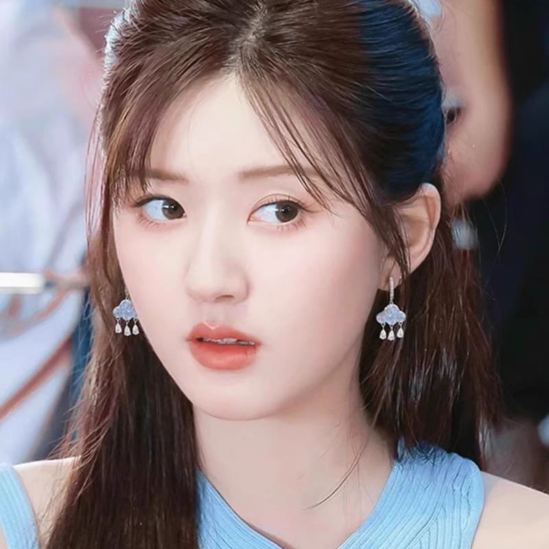 Earring Huggie Rhinestone Cloud Drop Fringed