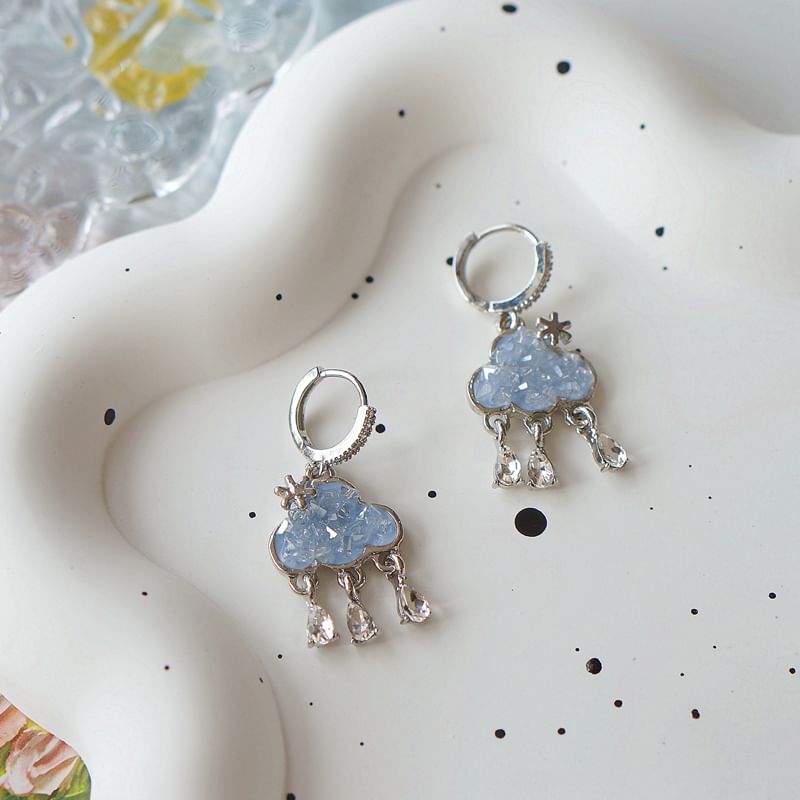 Earring Huggie Rhinestone Cloud Drop Fringed