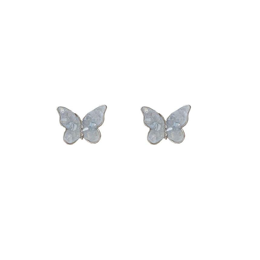 Butterfly Crystal Stud / Ear Faux Earring Clip-On