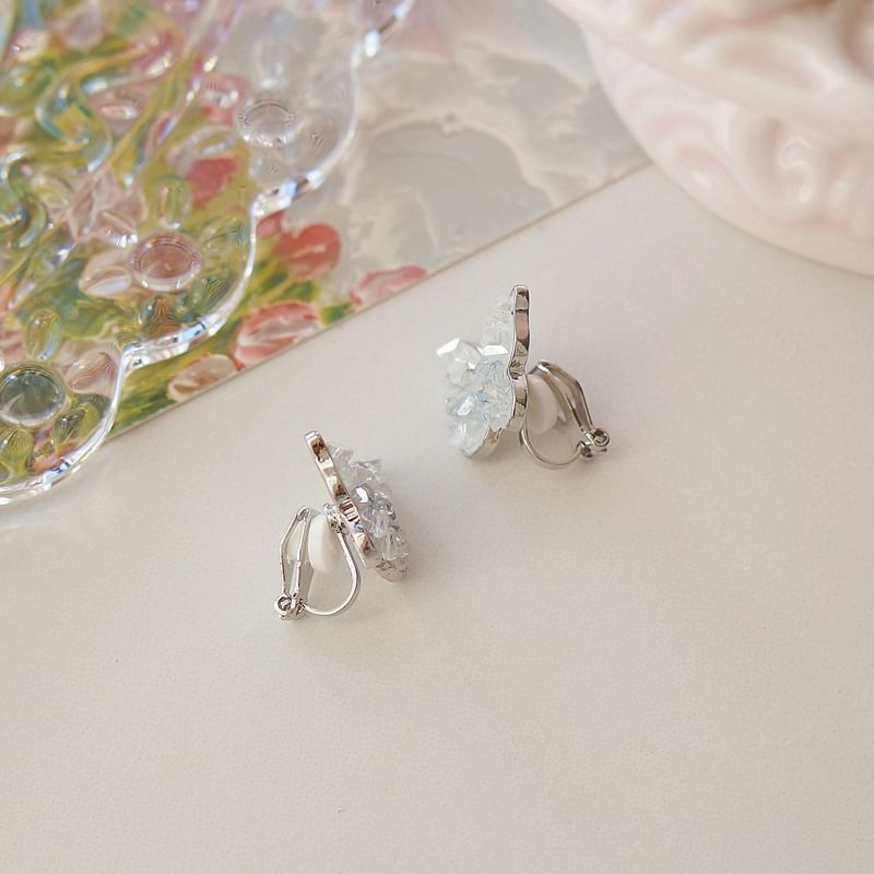 Butterfly Crystal Stud / Ear Faux Earring Clip-On