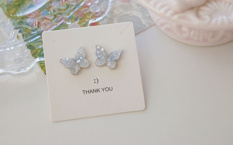 Butterfly Crystal Stud / Ear Faux Earring Clip-On