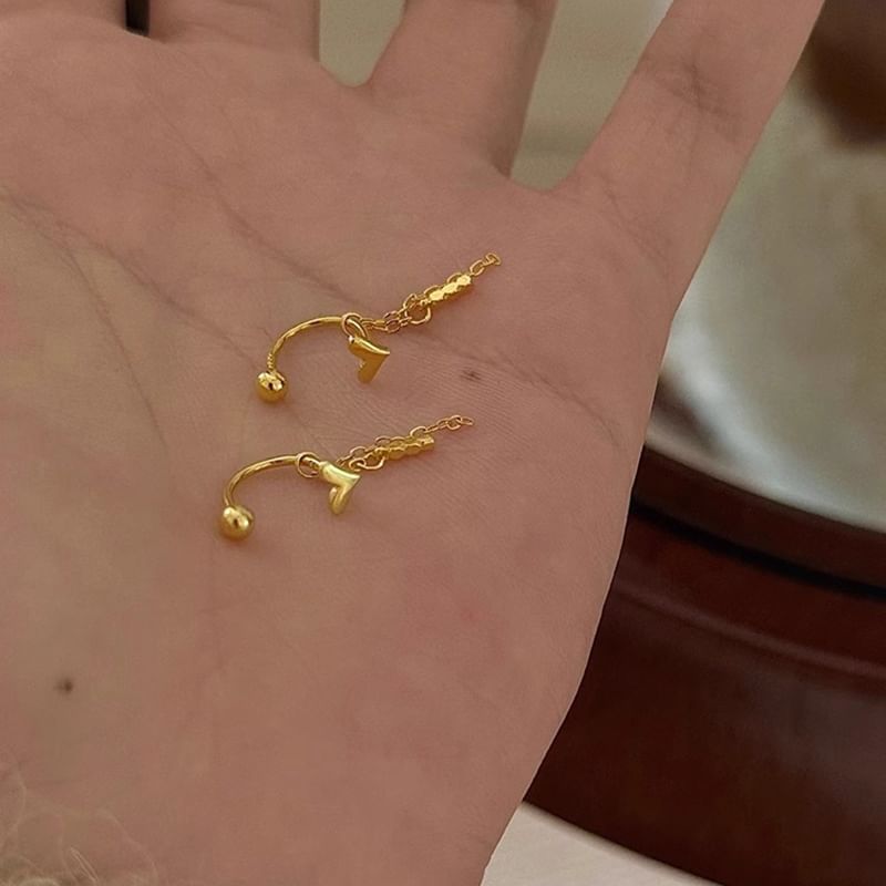 Threader Earring Alloy Heart