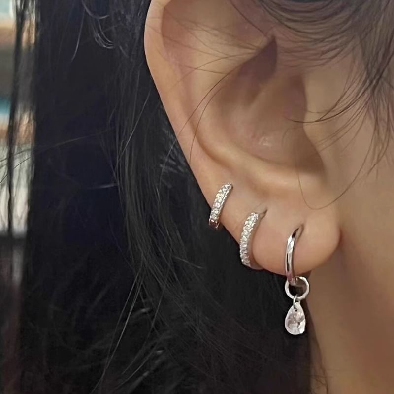 Alloy Drop Rhinestone of + Huggie Earring 3: Set