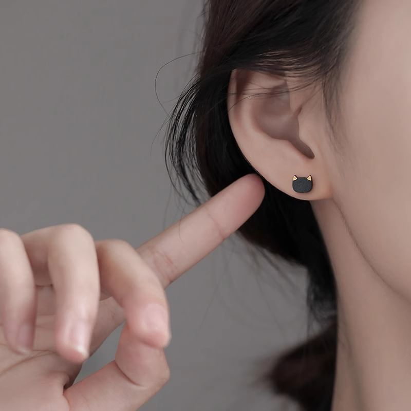Cat Earring Stud Ceramic