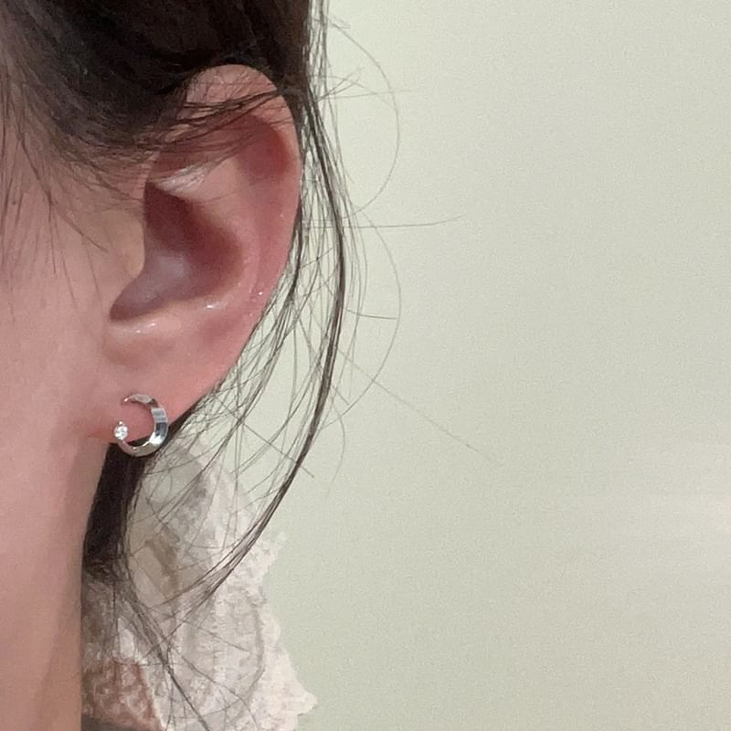 Stud Moon Earring Alloy Rhinestone