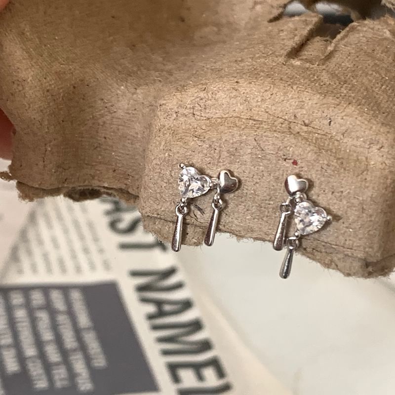 Drop Earring Rhinestone Alloy Heart