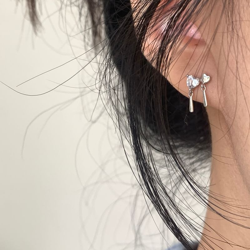 Drop Earring Rhinestone Alloy Heart