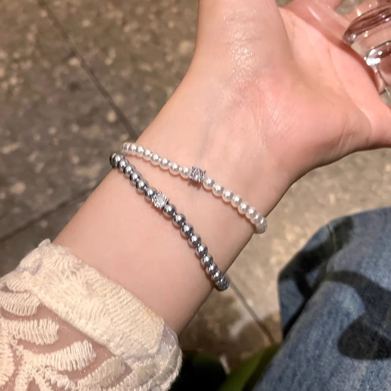 Bracelet Rhinestone Pearl Alloy Faux