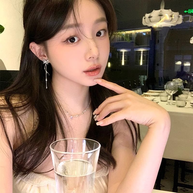 Butterfly Cat Alloy Eye Earring Stone Dangle Faux