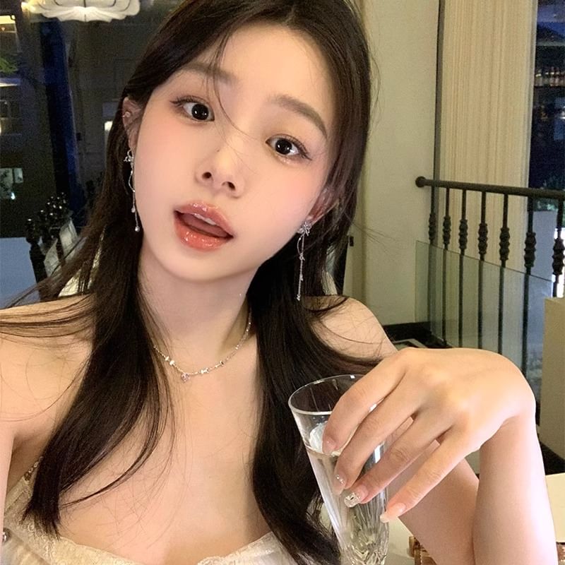 Butterfly Cat Alloy Eye Earring Stone Dangle Faux