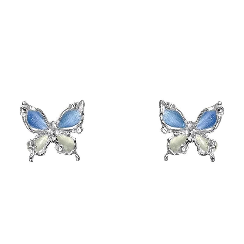 Stone Earring Eye Stud Alloy Faux Cat Butterfly