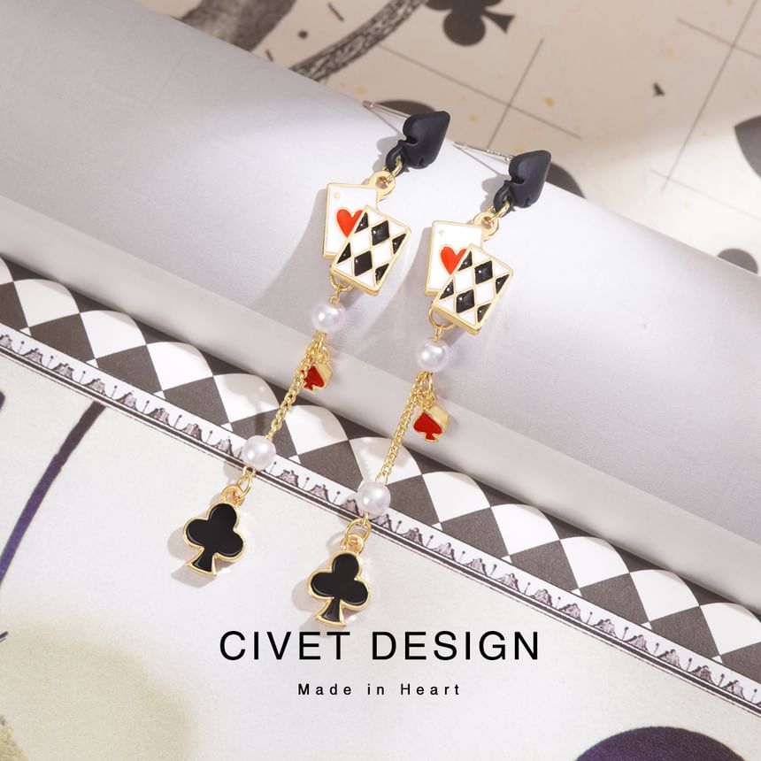 Earring Cuff / Stud Silver Ear Sterling Card Print Poker