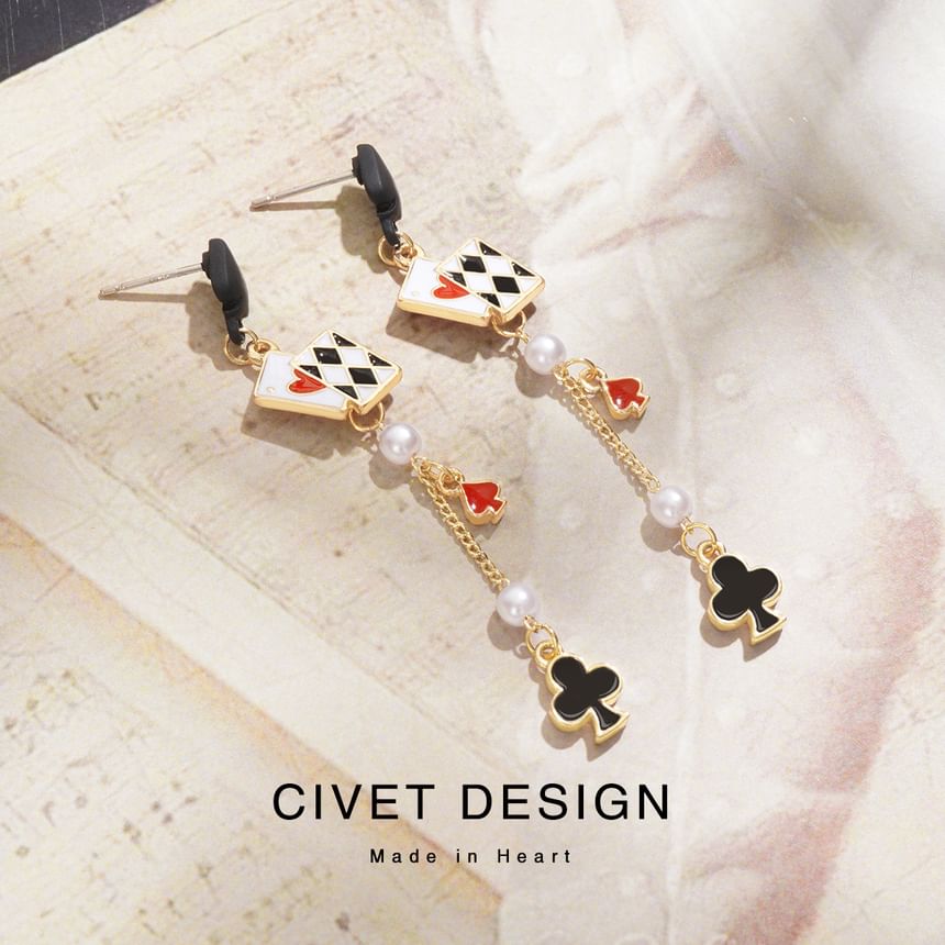 Earring Cuff / Stud Silver Ear Sterling Card Print Poker