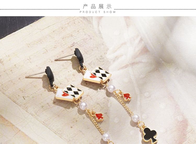 Earring Cuff / Stud Silver Ear Sterling Card Print Poker