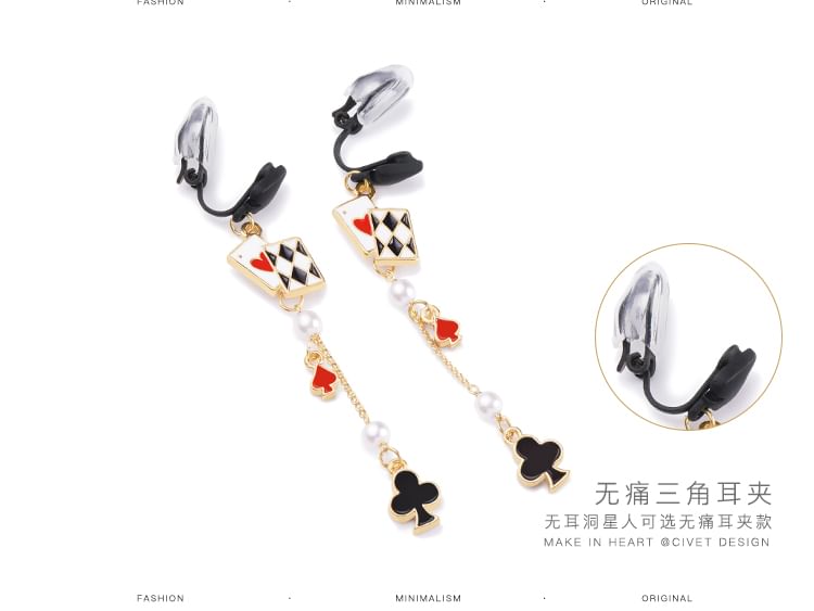 Earring Cuff / Stud Silver Ear Sterling Card Print Poker