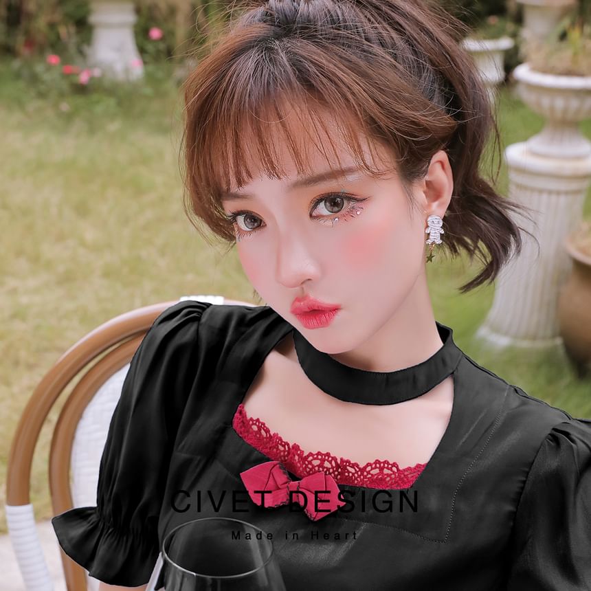 Cuff Ear Silver Earring / Stud Asymmetrical Halloween Sterling Cartoon