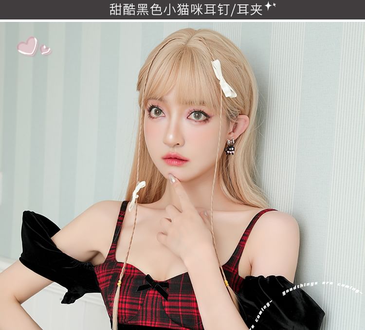 / Cuff Cat Stud Earring Silver Ear Sterling Color Block