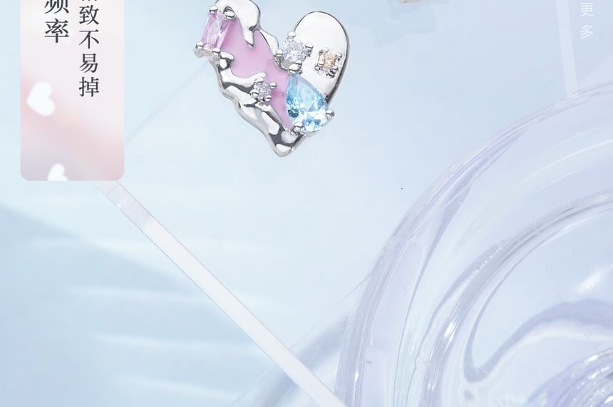 / Heart Earring Cuff Ear Sterling Panel Silver Stud