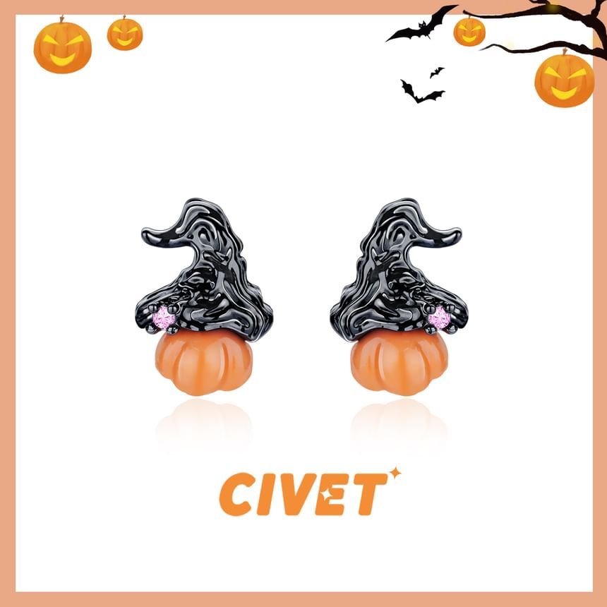 Halloween Silver Pumpkin / Ear Stud Phantom Earring Cuff Sterling