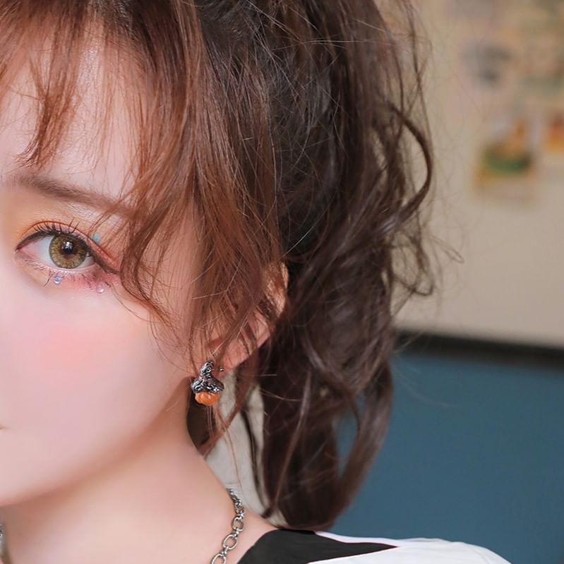 Halloween Silver Pumpkin / Ear Stud Phantom Earring Cuff Sterling