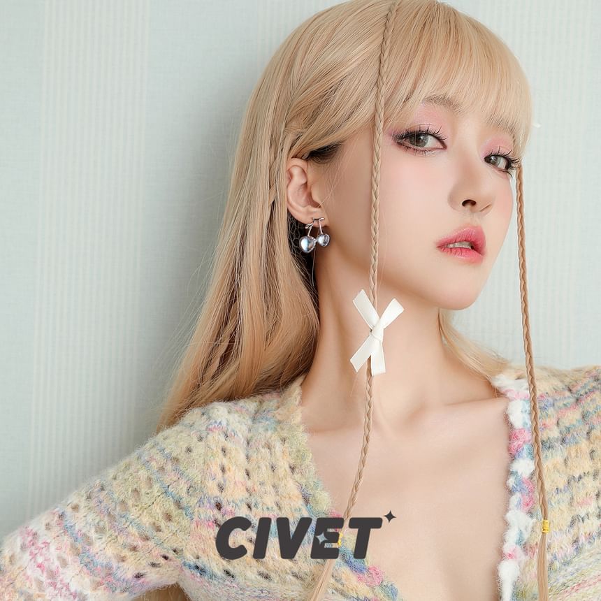 / Earring Heart Clip-On Cherry Stud