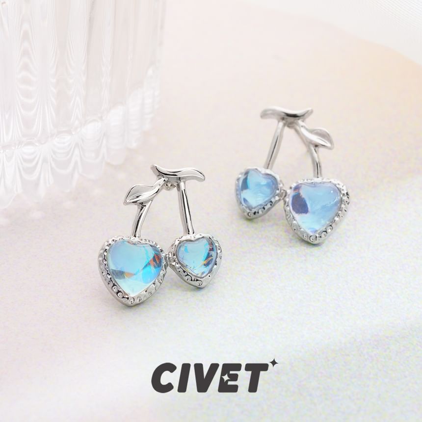 / Earring Heart Clip-On Cherry Stud