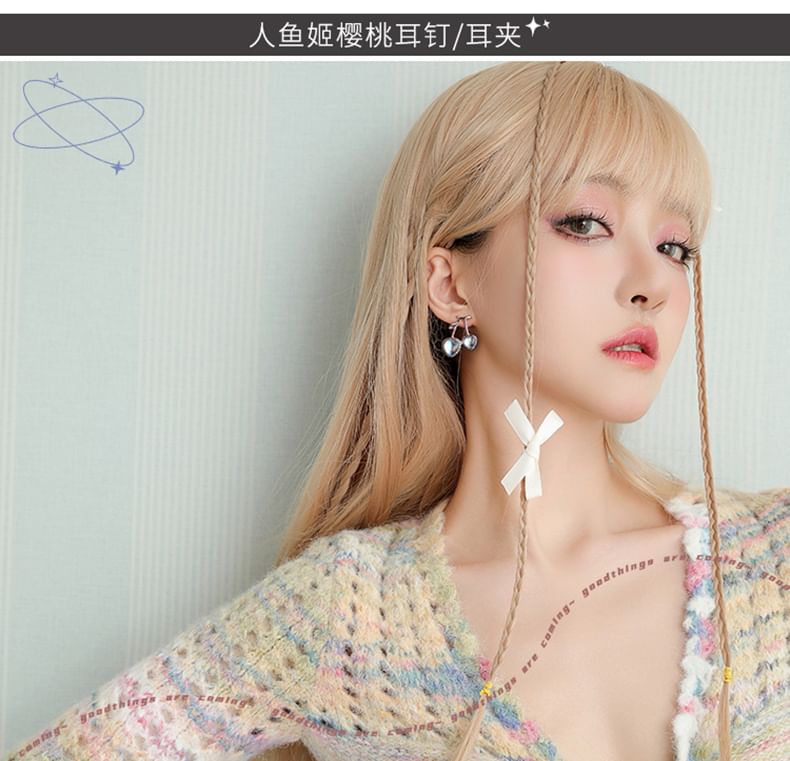 / Earring Heart Clip-On Cherry Stud