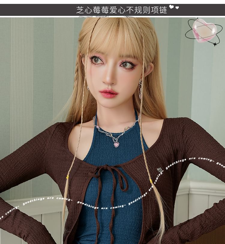 Necklace Heart Rhinestone Strawberry