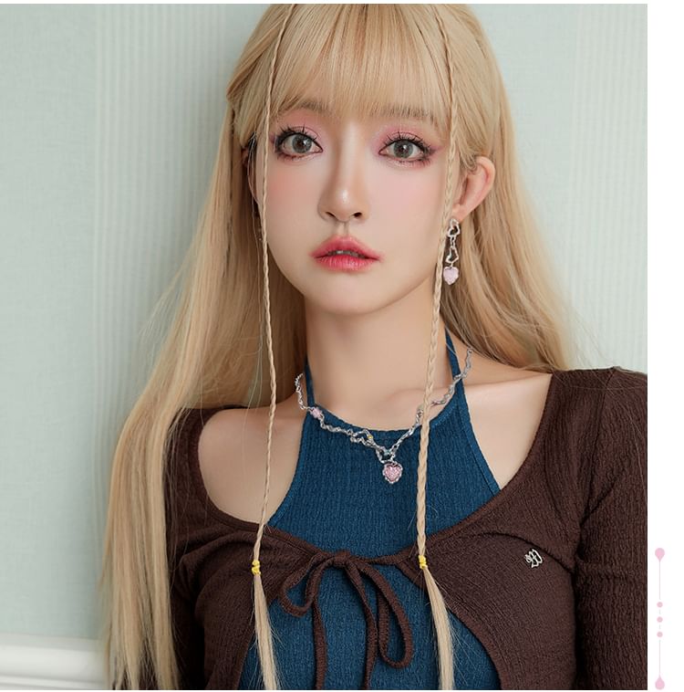 Necklace Heart Rhinestone Strawberry