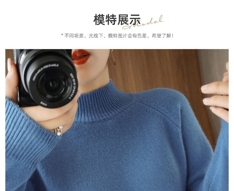Long-Sleeve Turtleneck Plain Sweater