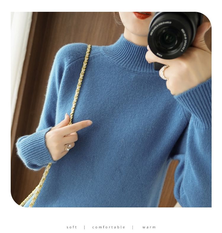 Long-Sleeve Turtleneck Plain Sweater