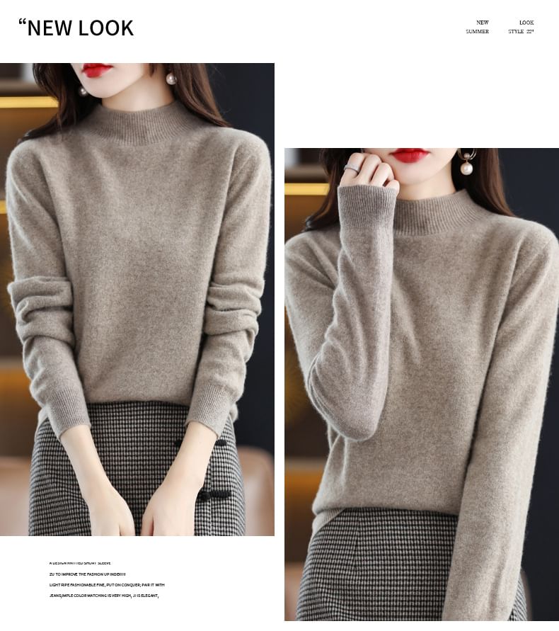 Mock Neck Plain Sweater