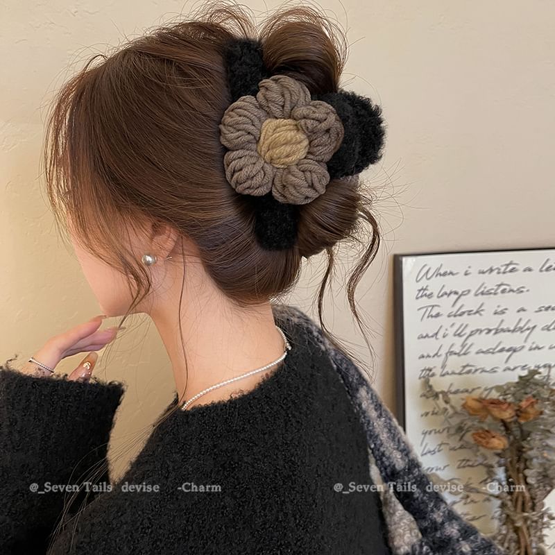 Clip Chenille Claw Yarn Floral Hair