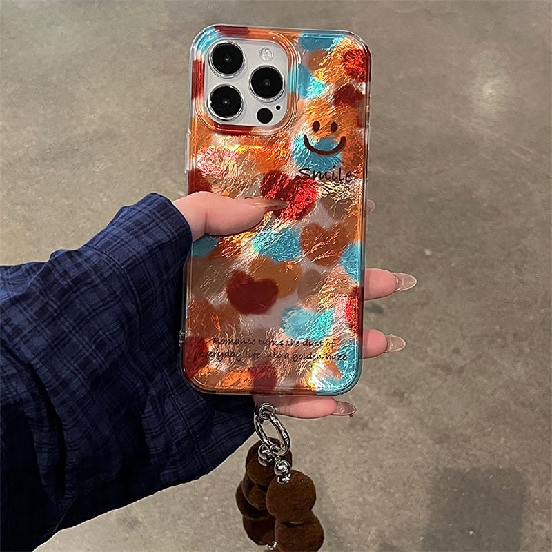 Case Strap Phone Pom Smiley Set /