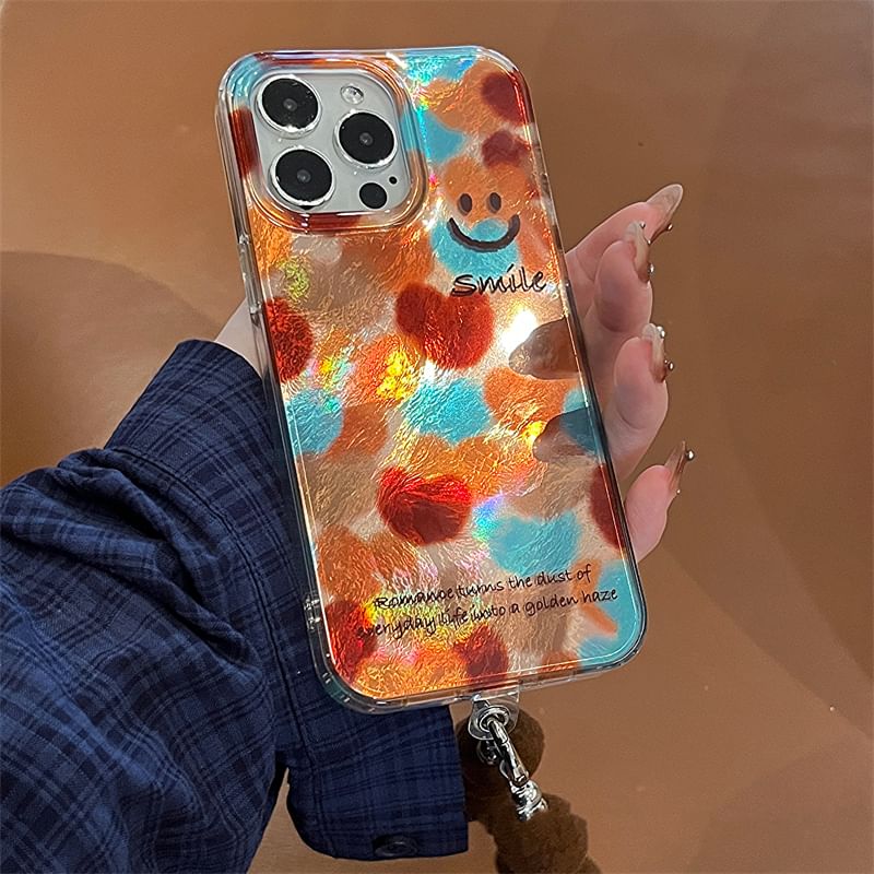 Case Strap Phone Pom Smiley Set /
