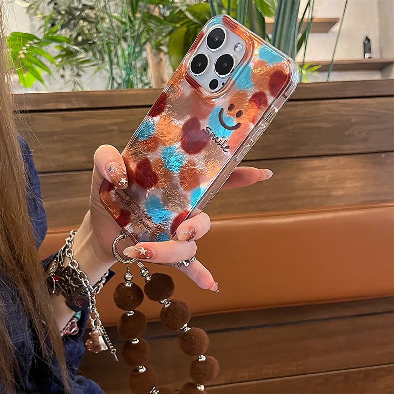 Case Strap Phone Pom Smiley Set /