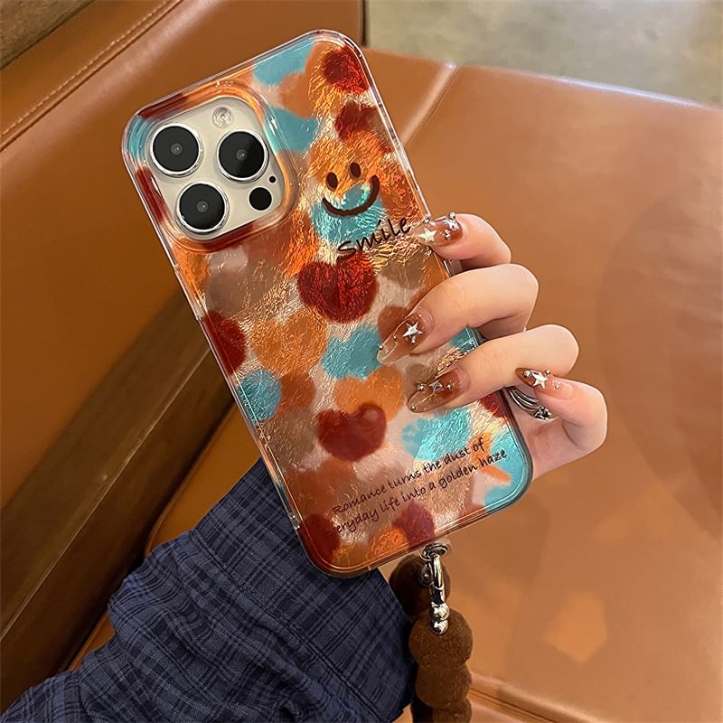 Case Strap Phone Pom Smiley Set /