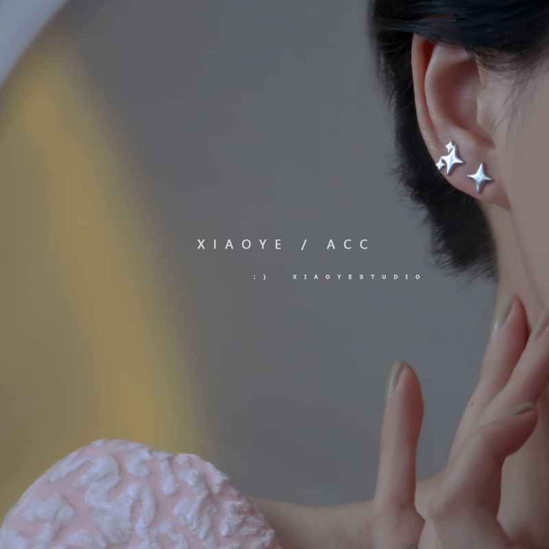 Star Stud 925 Sterling Earring Asymmetrical Silver