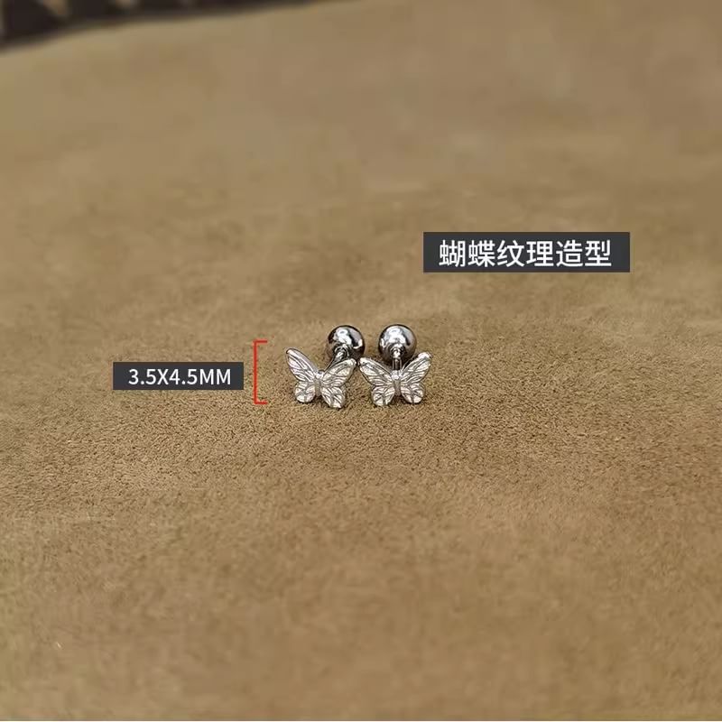 Silver Earring Sterling Butterfly 925 Barbell