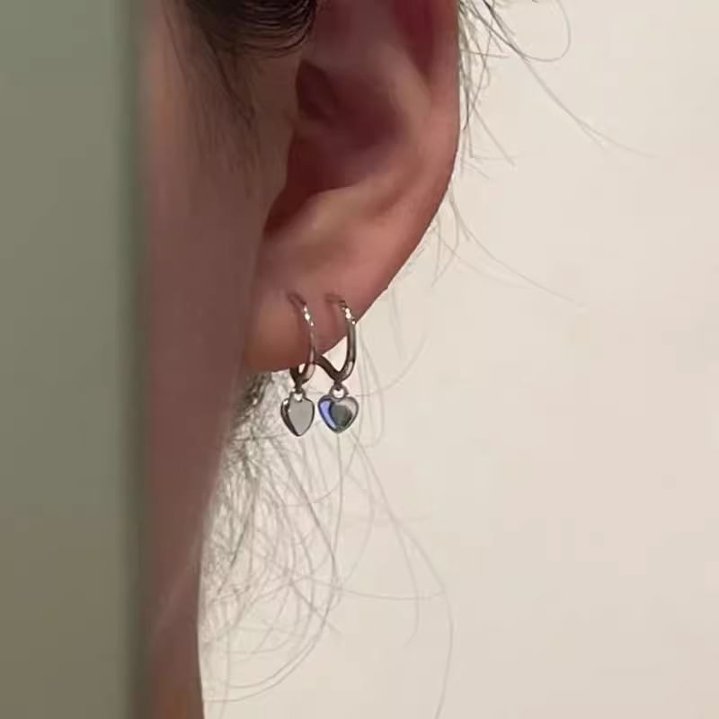 Drop Heart Earring Silver 925 Hoop Sterling