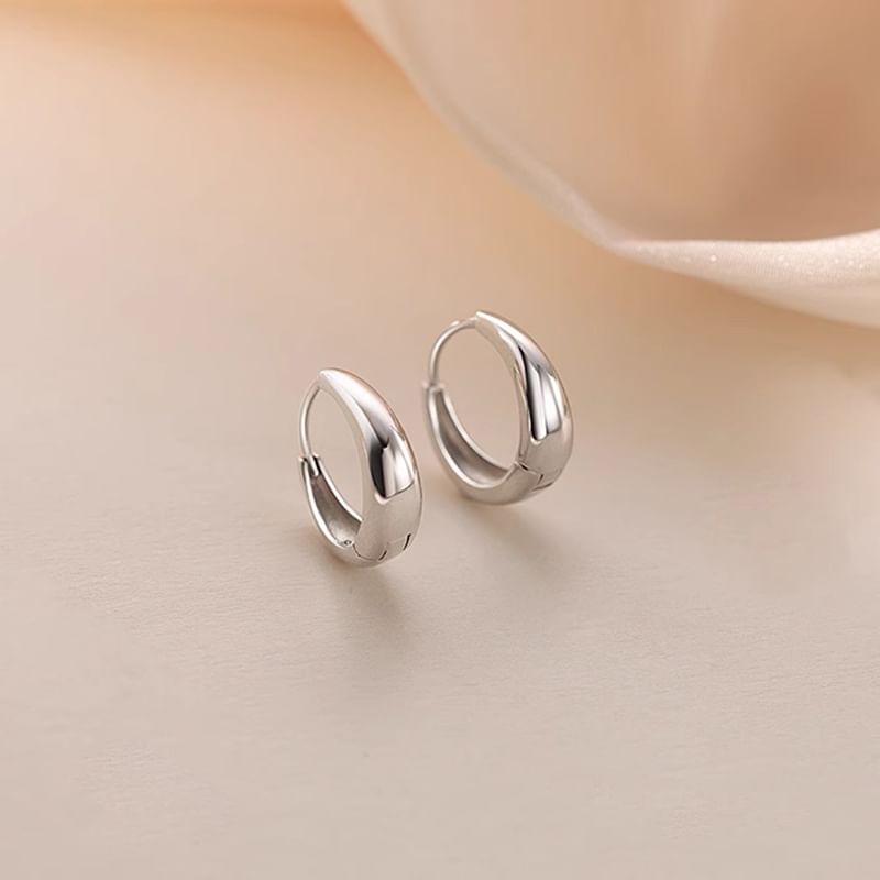 Hoop Glossy Earring 925 Silver Sterling