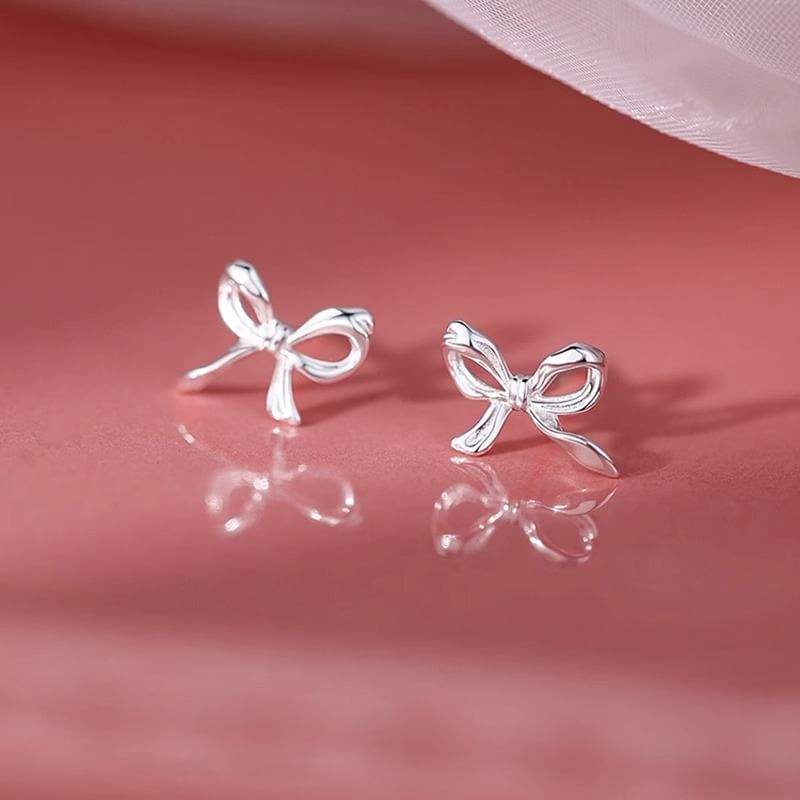 Silver Bow Sterling 925 Stud Earring