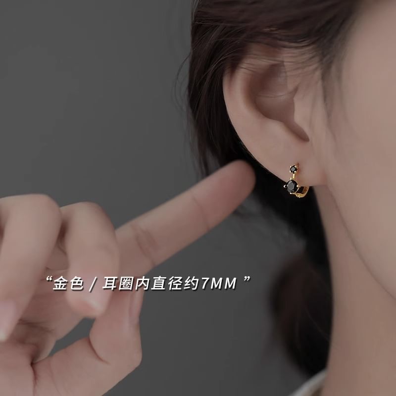 Earring 925 Huggie Silver Sterling Rhinestone