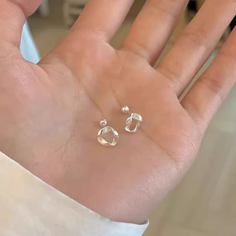 Sterling Twisted 925 Barbell Silver Earring